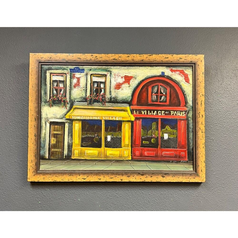 00 H. Vali oil painting "PARIS" works signed framed home realism town city 24/17